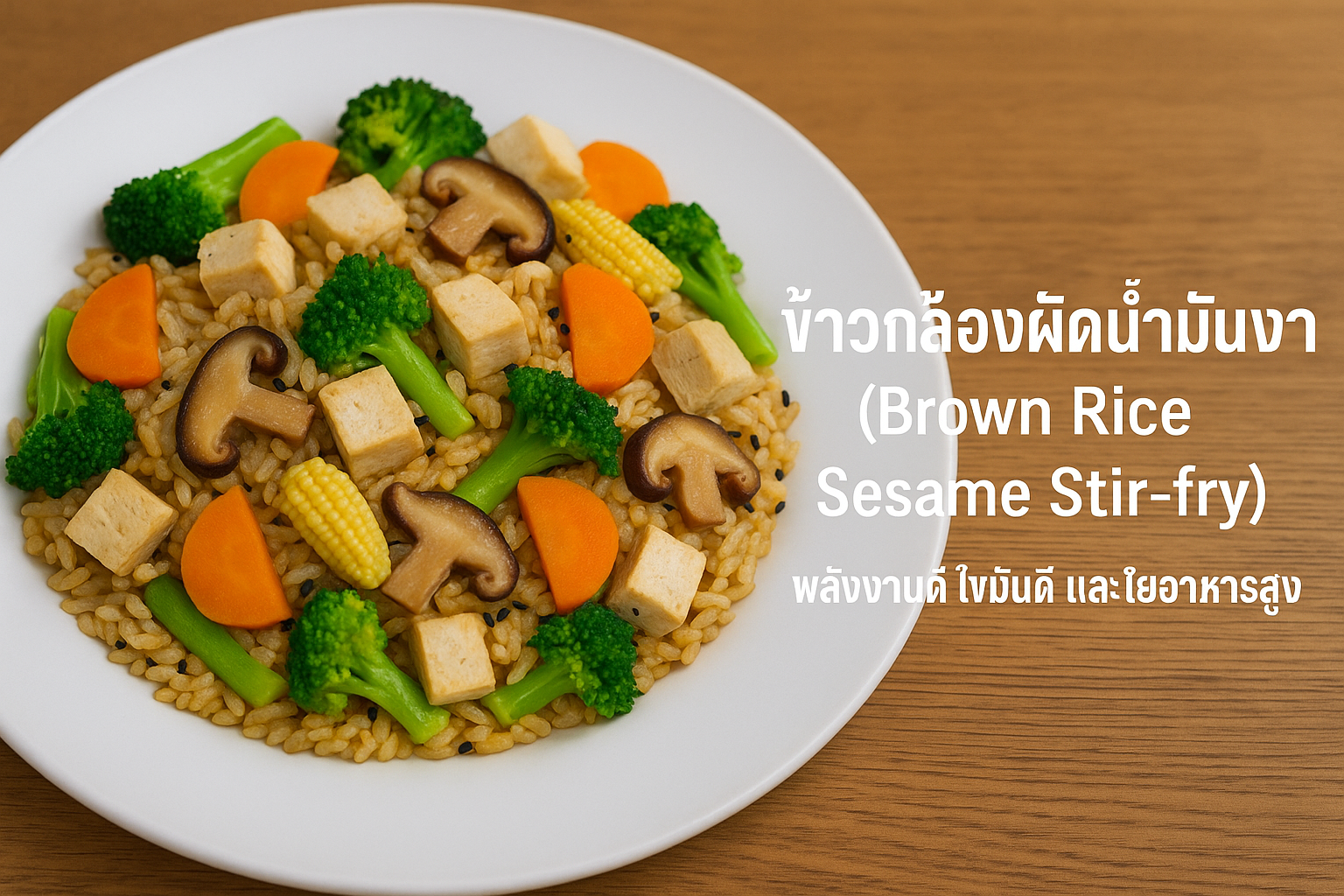 ข้าวกล้องผัดน้ำมันงา พลังงานดี ไขมันดี และใยอาหารสูง